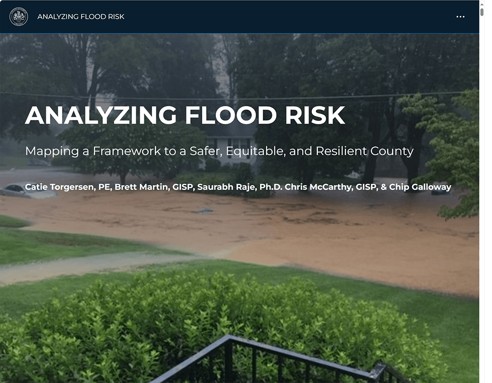 Analyzing Flood Risk story map screenshot