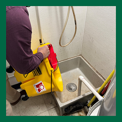 empty chemicals and solutions into custodian sinks or toilets