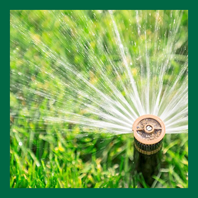 irrigation nozzles away from hard surfaces