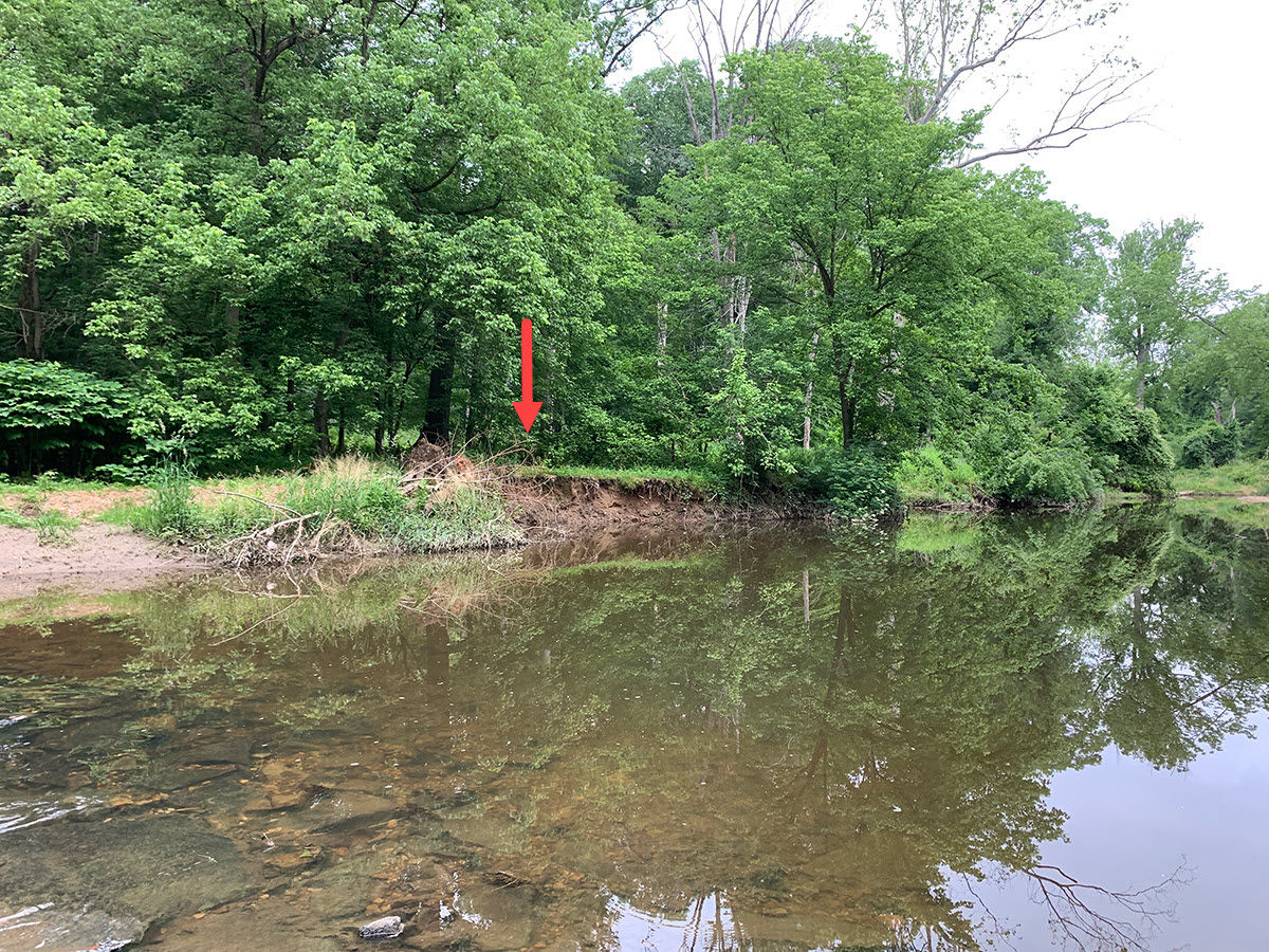 Eroding bank before construction