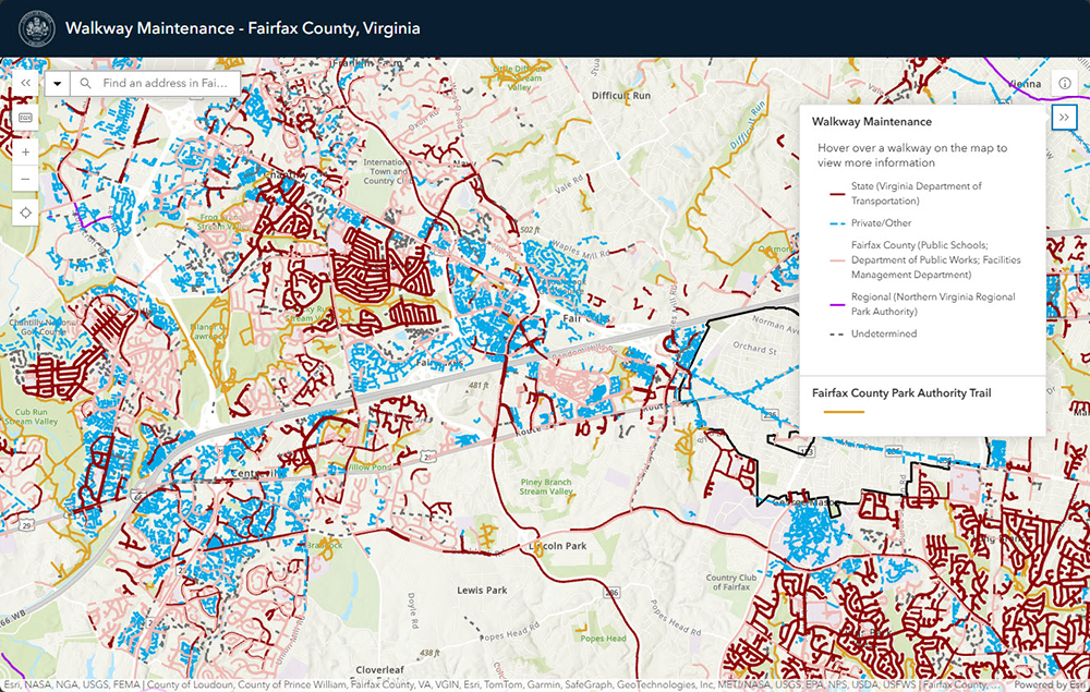 Screenshot of Walkway maintenance map