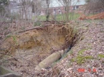 Stream and outfall erosion impacting infrastructure