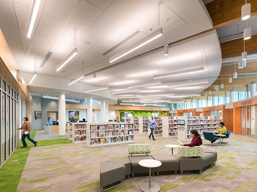 LED lights in library