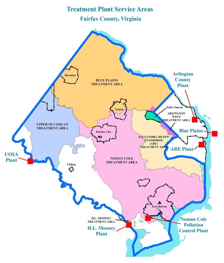 map of fairfax county va Wastewater Treatment Service Areas Public Works And map of fairfax county va