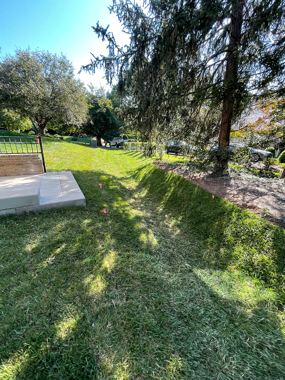 Regrading at top of external stairs