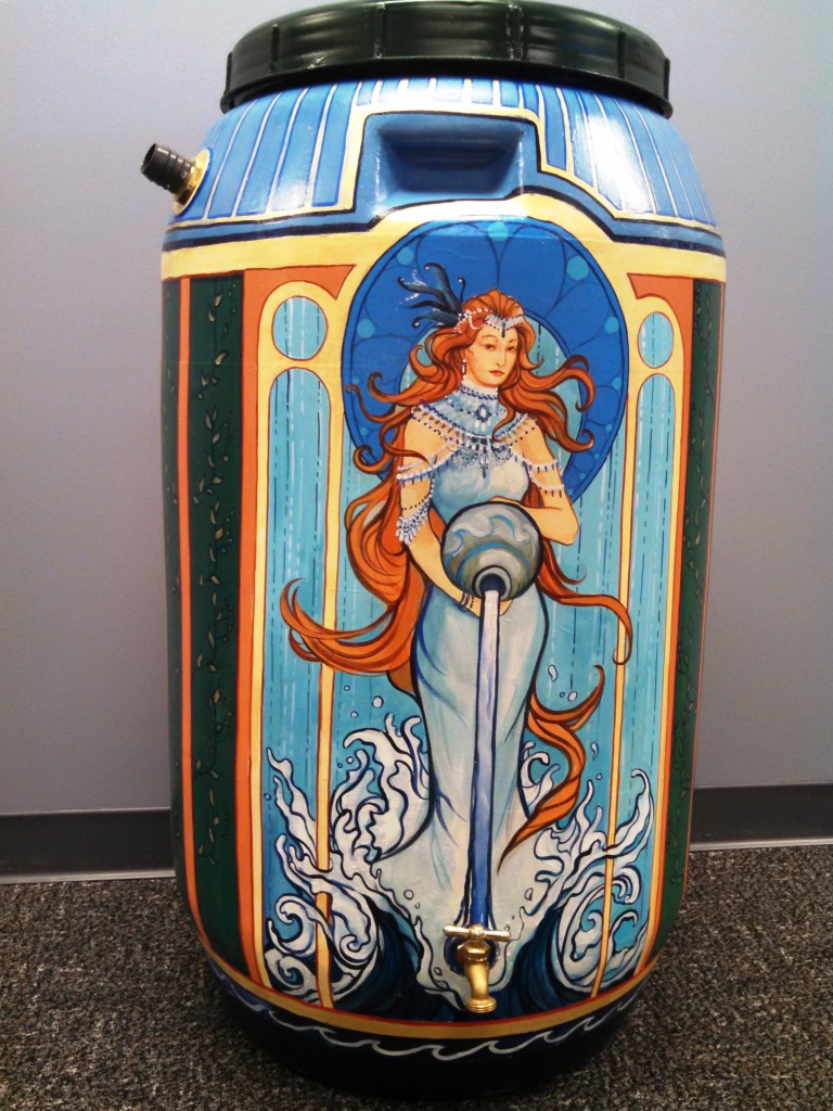 Michelle Davies rain barrel art