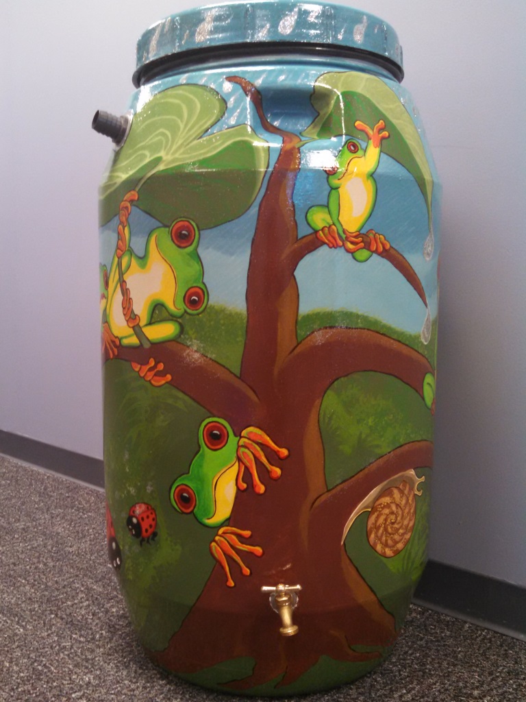 Donna LaFontain rain barrel art