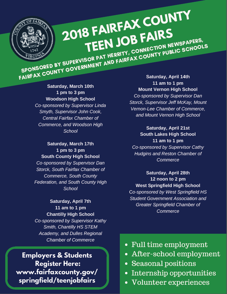 2018 Teen Job Fairs Flier