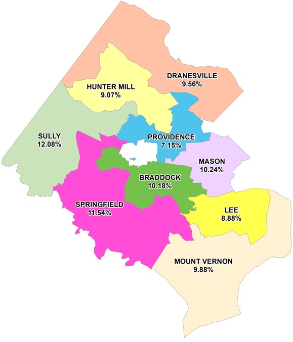 Map showing mean residential equalization by Magisterial District