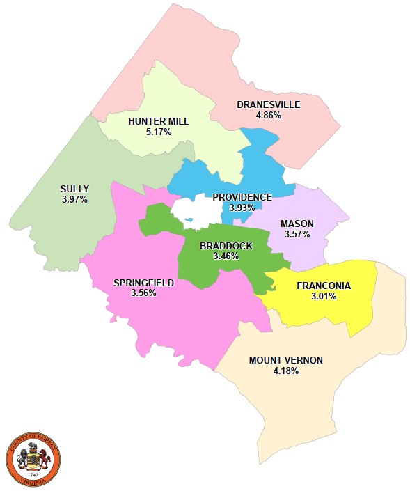 Map showing mean residential equalization by Magisterial District