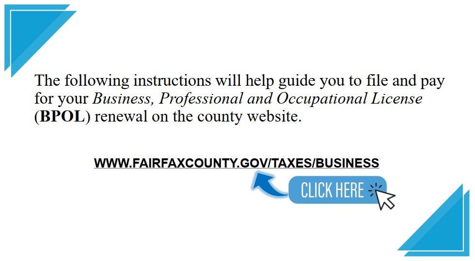 First slide for BPOL Online Filing Instructions