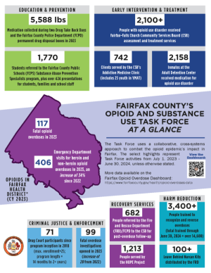 Screenshot of an infographic that details the opioid and substance us task force at a glance. Accessible infographic is linked in the report. 