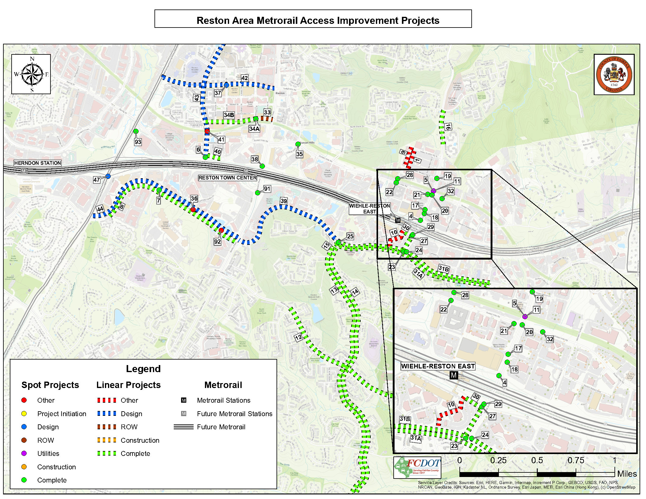 Reston Area Metrorail Station Access Map August 2021