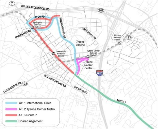 Route 7 BRT Alternatives Map