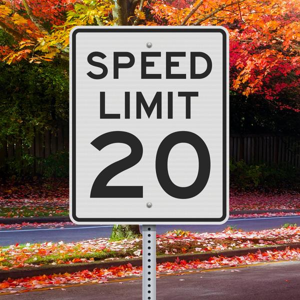 Picture of 20 mph speed limit sign
