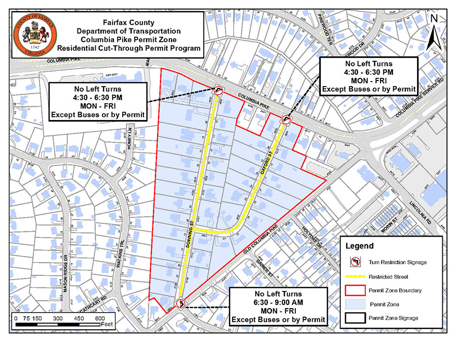 Columbia Pike Cut Through Permit Map