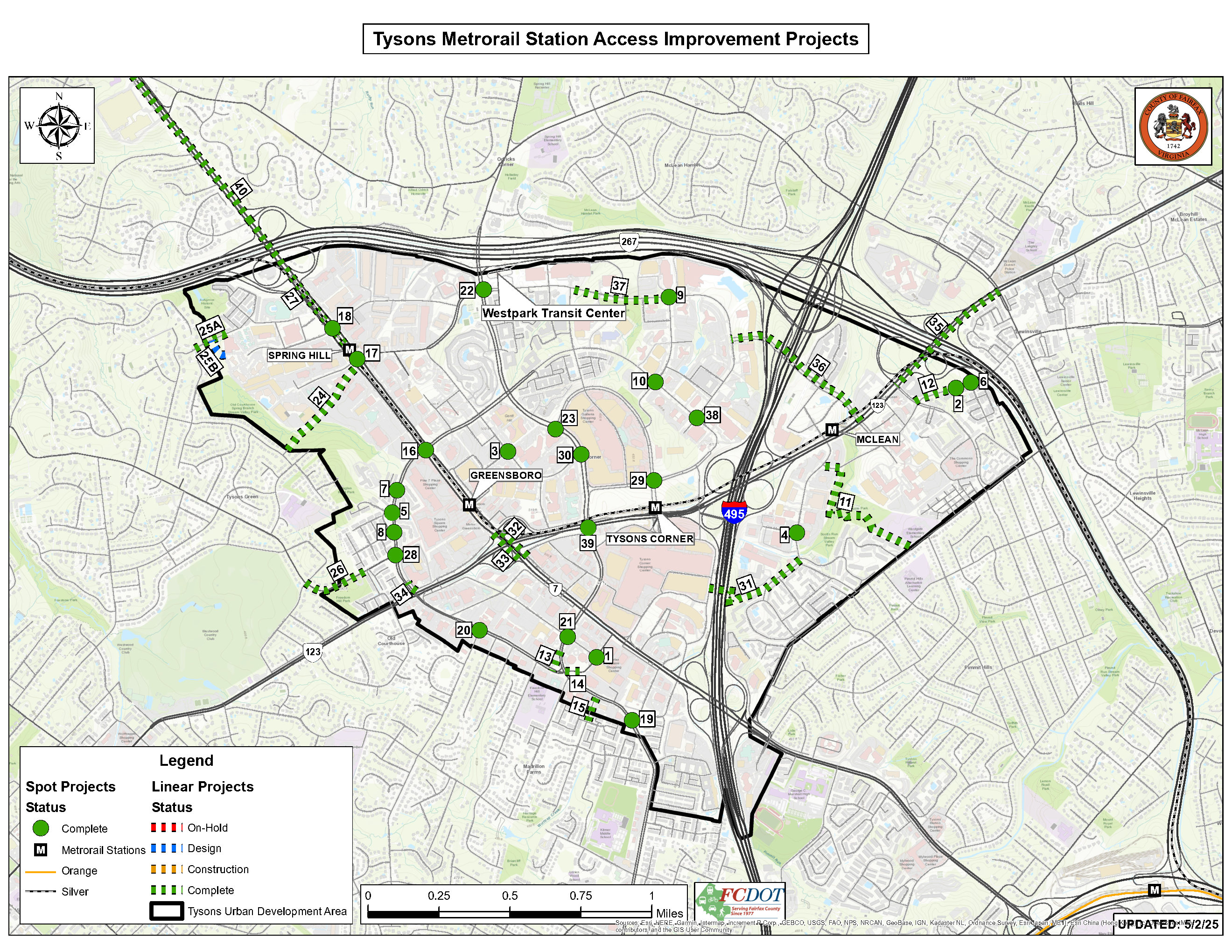 Tysons Metrorail Station Access Management Study Map May 2025