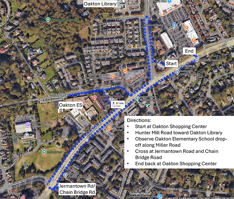Oakton Safety Study Walk Audit Map