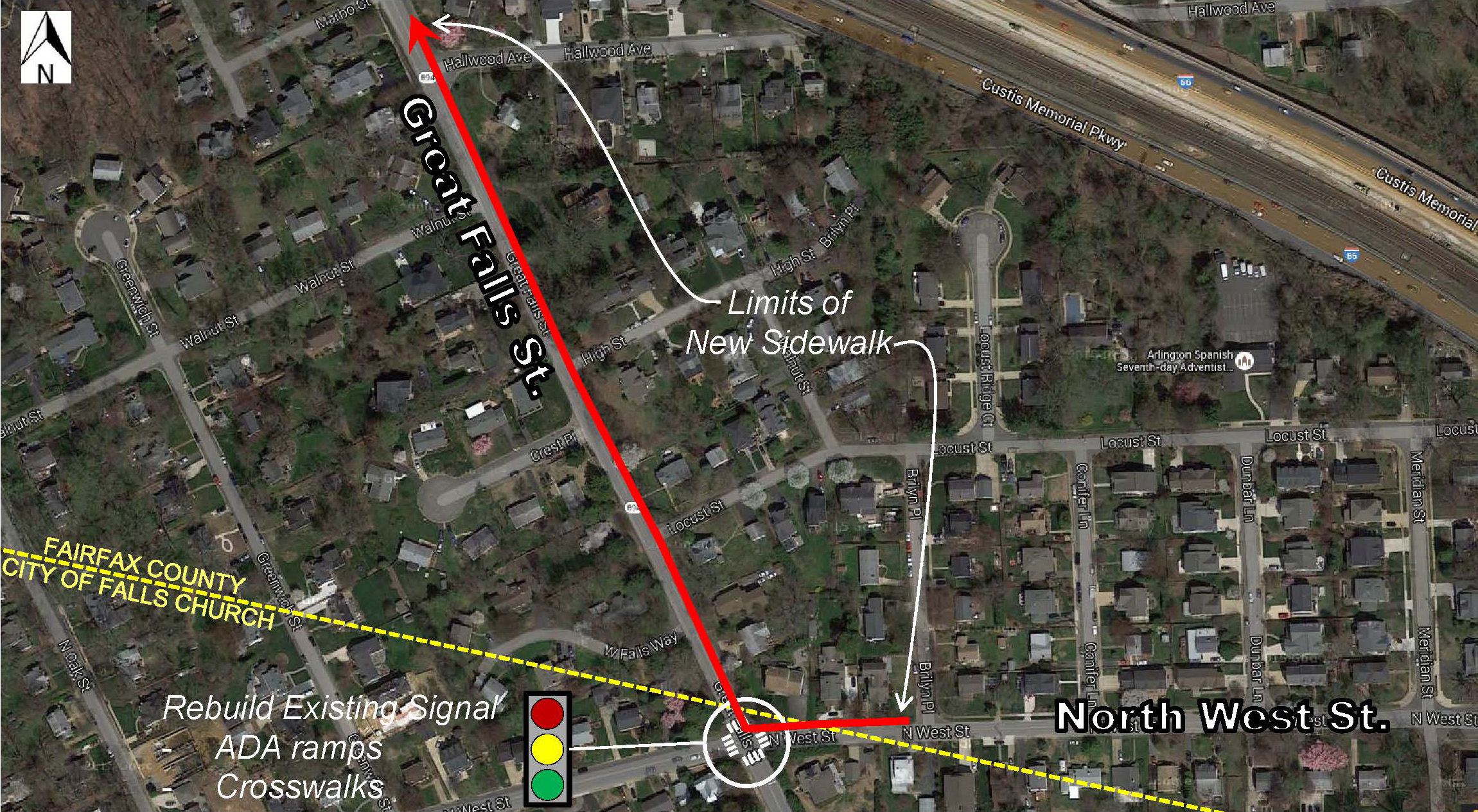 North West Street Sidewalk Improvements Map