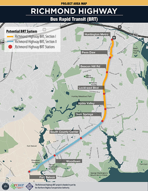 Route 1 Virginia Map Richmond Highway Brt - The One | Transportation