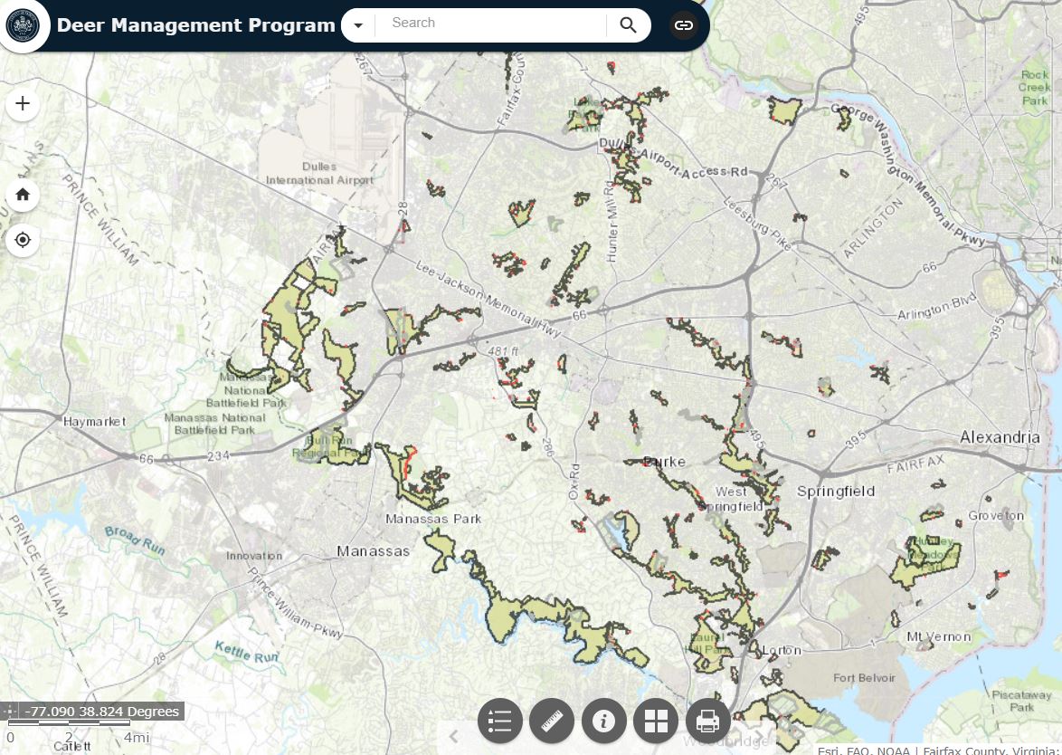 screenshot of GIS Deer Management Map